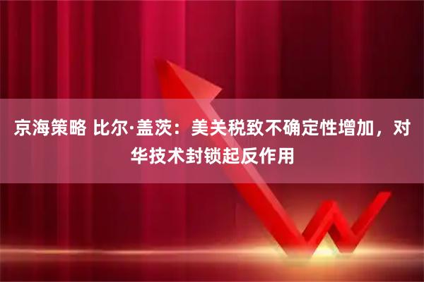京海策略 比尔·盖茨：美关税致不确定性增加，对华技术封锁起反作用