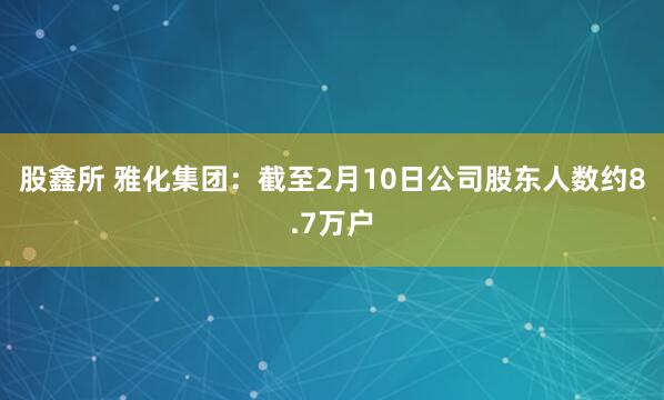 股鑫所 雅化集团：截至2月10日公司股东人数约8.7万户